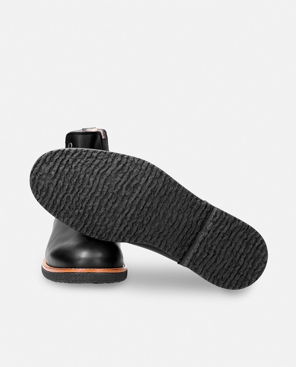 Botins em Pele com Forro de Pelo Natural Preto-11