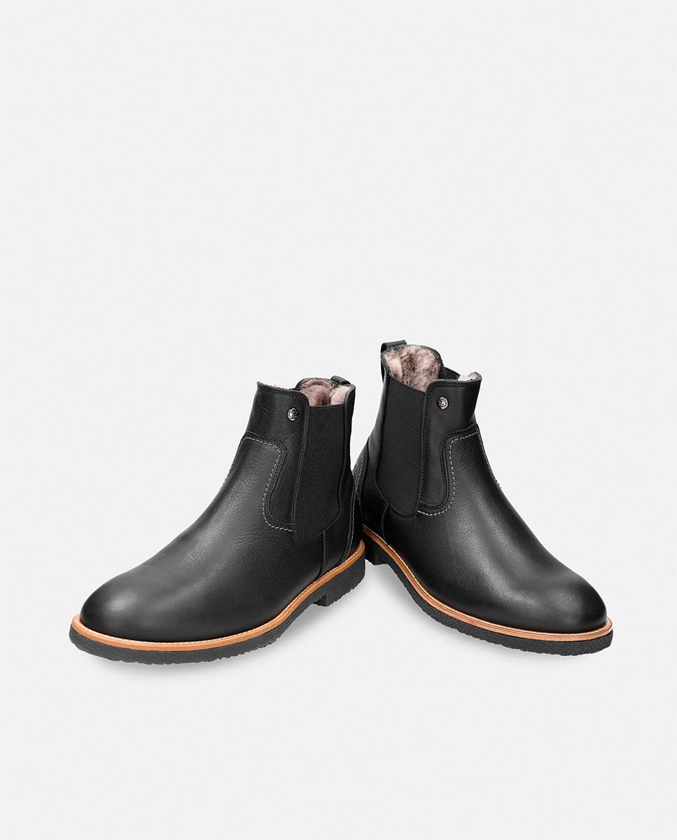 Botins em Pele com Forro de Pelo Natural Preto-10