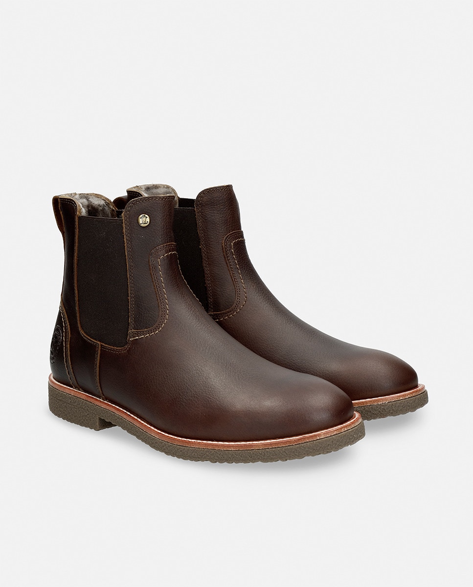 Botins em Pele com Forro de Pelo Natural Castanho-13