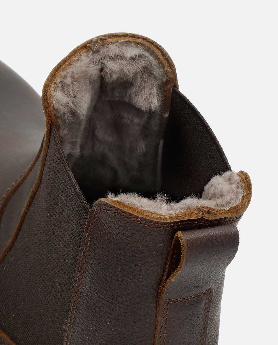 Botins em Pele com Forro de Pelo Natural Castanho-12