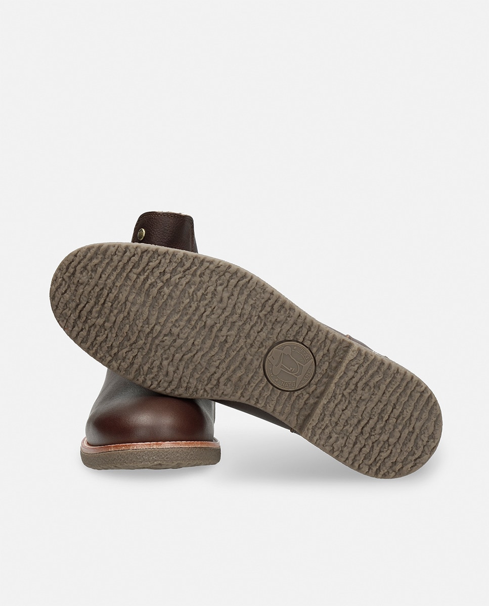 Botins em Pele com Forro de Pelo Natural Castanho-11