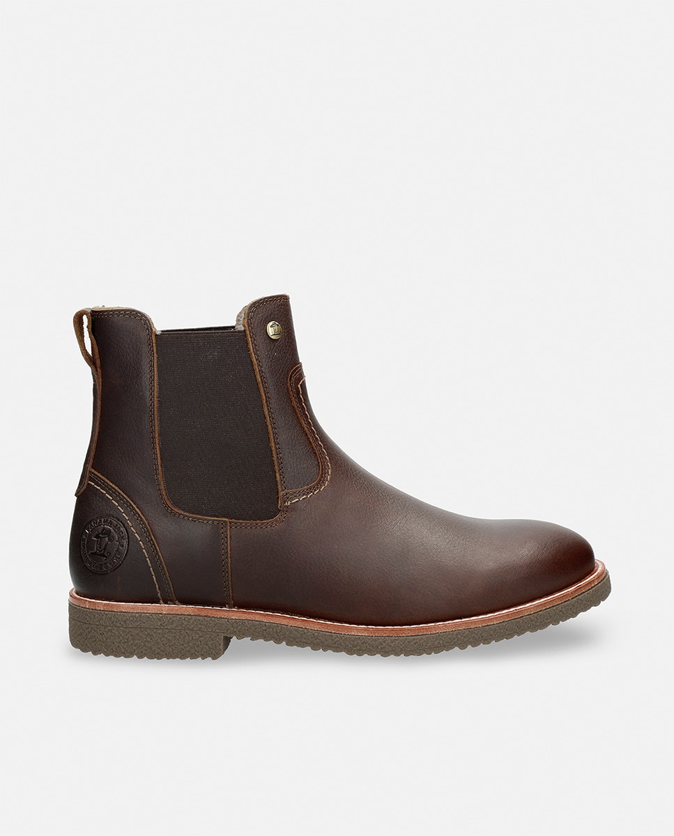 Botins em Pele com Forro de Pelo Natural Castanho-9