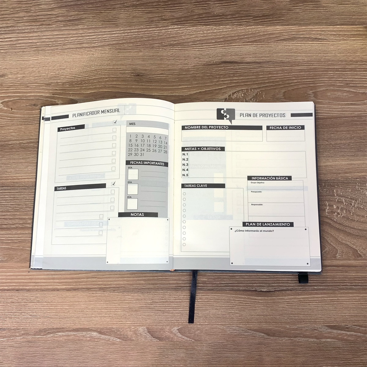 Planificador de vida y con tapa de cuerina Master Life Planner negro Negro / Blanco-2