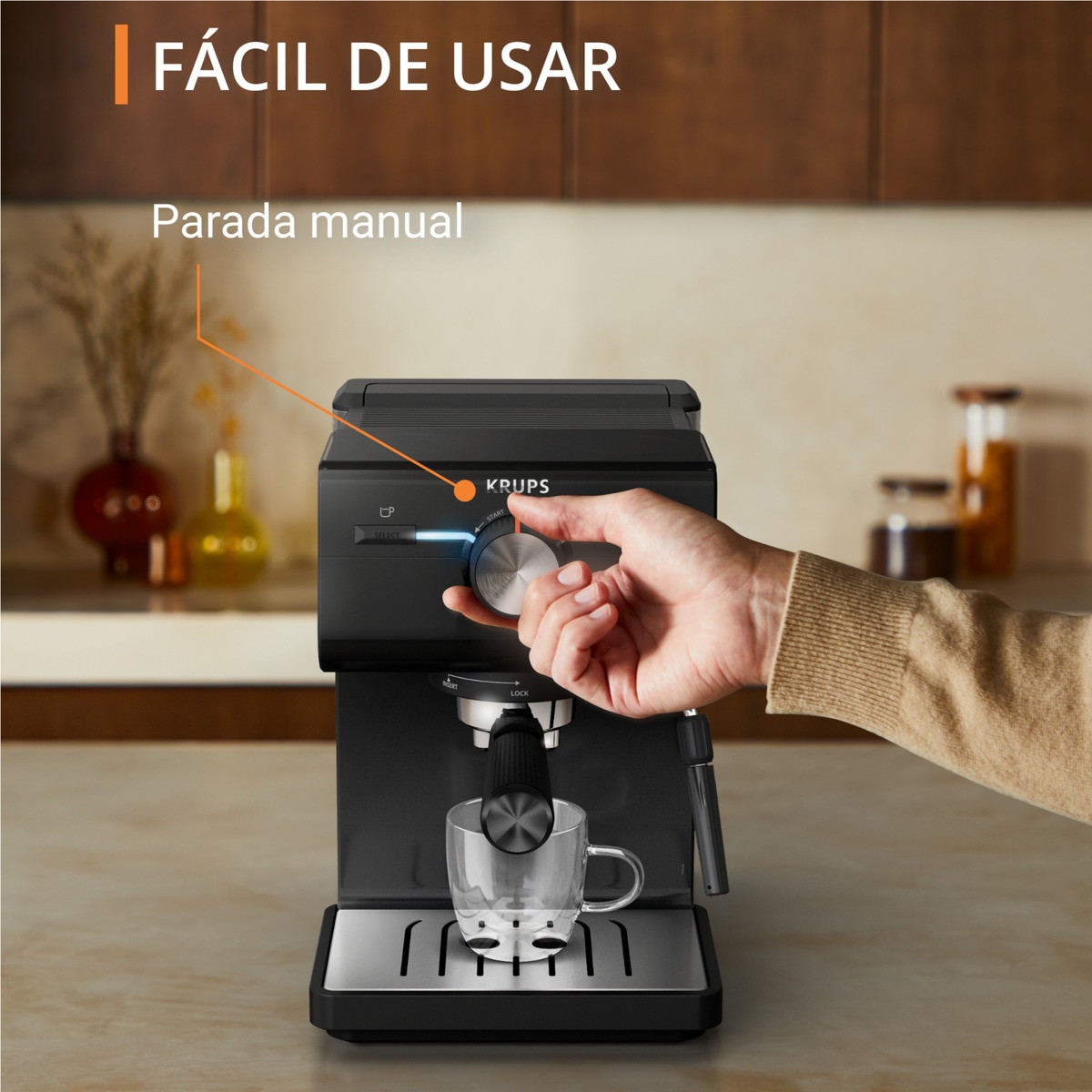Cafetera espresso manual Krups XP3818 con vaporizador de leche Negro-5