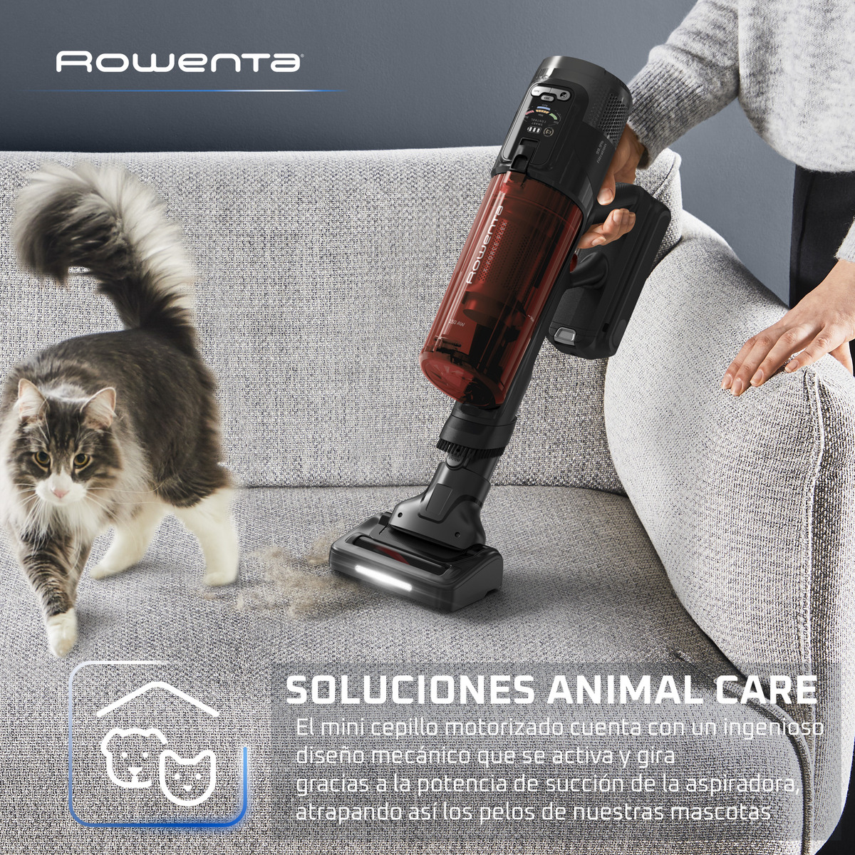 Aspirador de escoba recargable Rowenta X-Force Flex 13.60 Animal Care Negro / Rojo-4