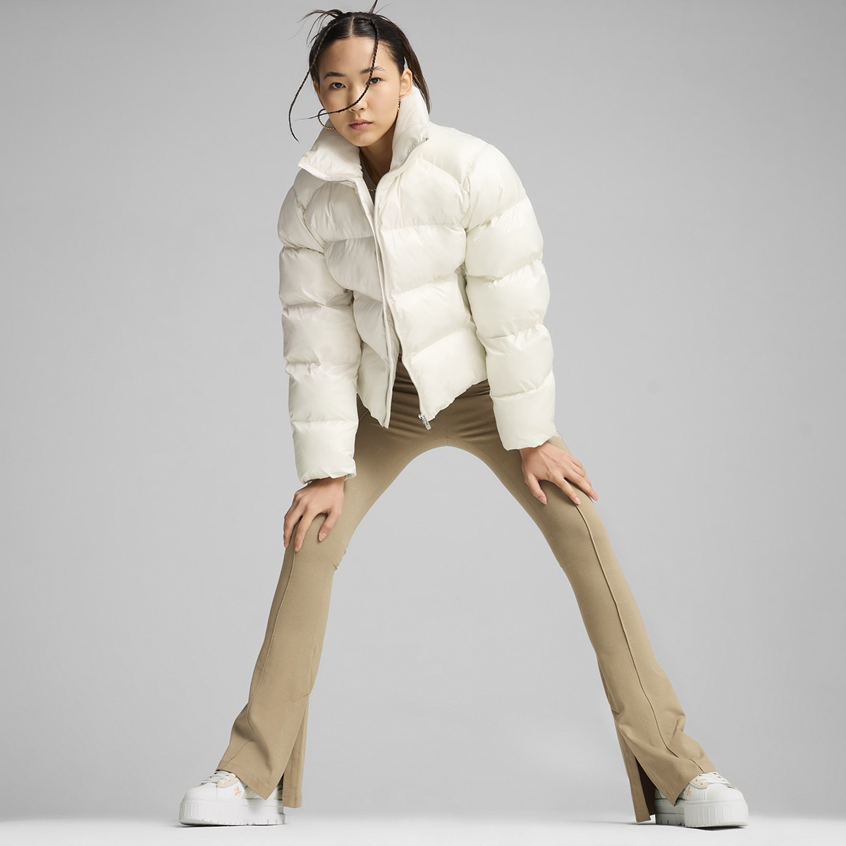 Casaco de Mulher Shiny Puffer Jacket Branco-3