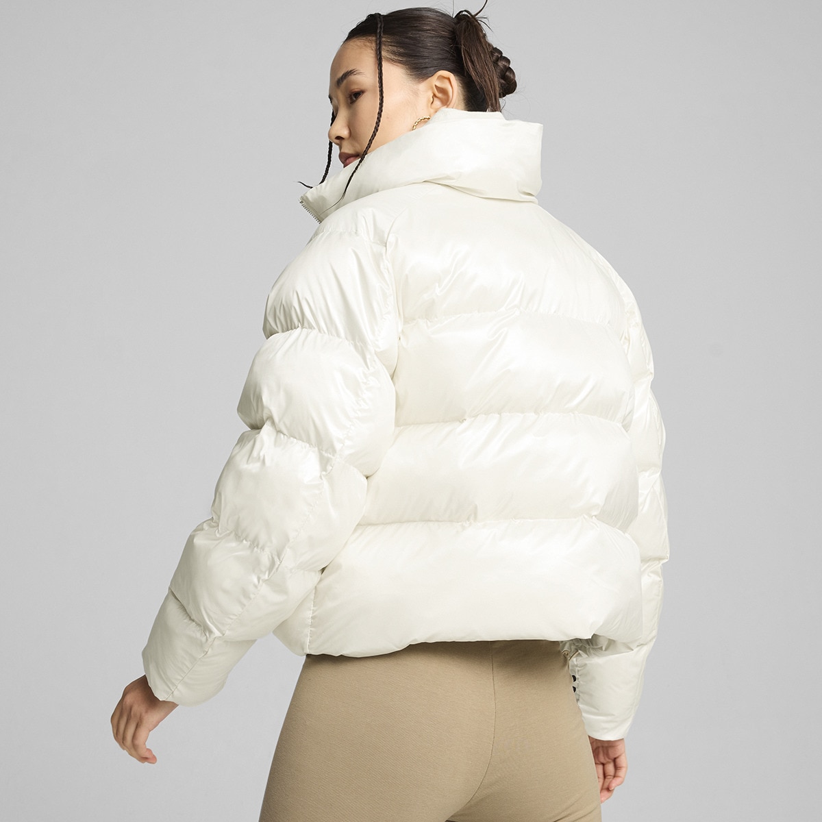 Casaco de Mulher Shiny Puffer Jacket Branco-2