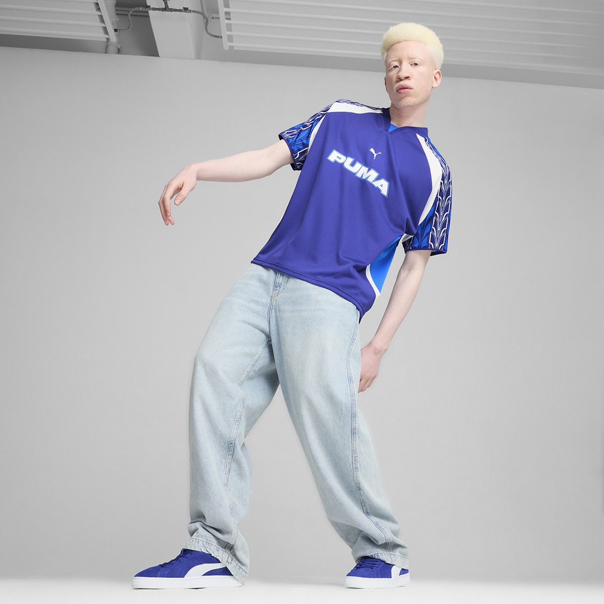 T-shirt de Homem Football Jersey Azul-5