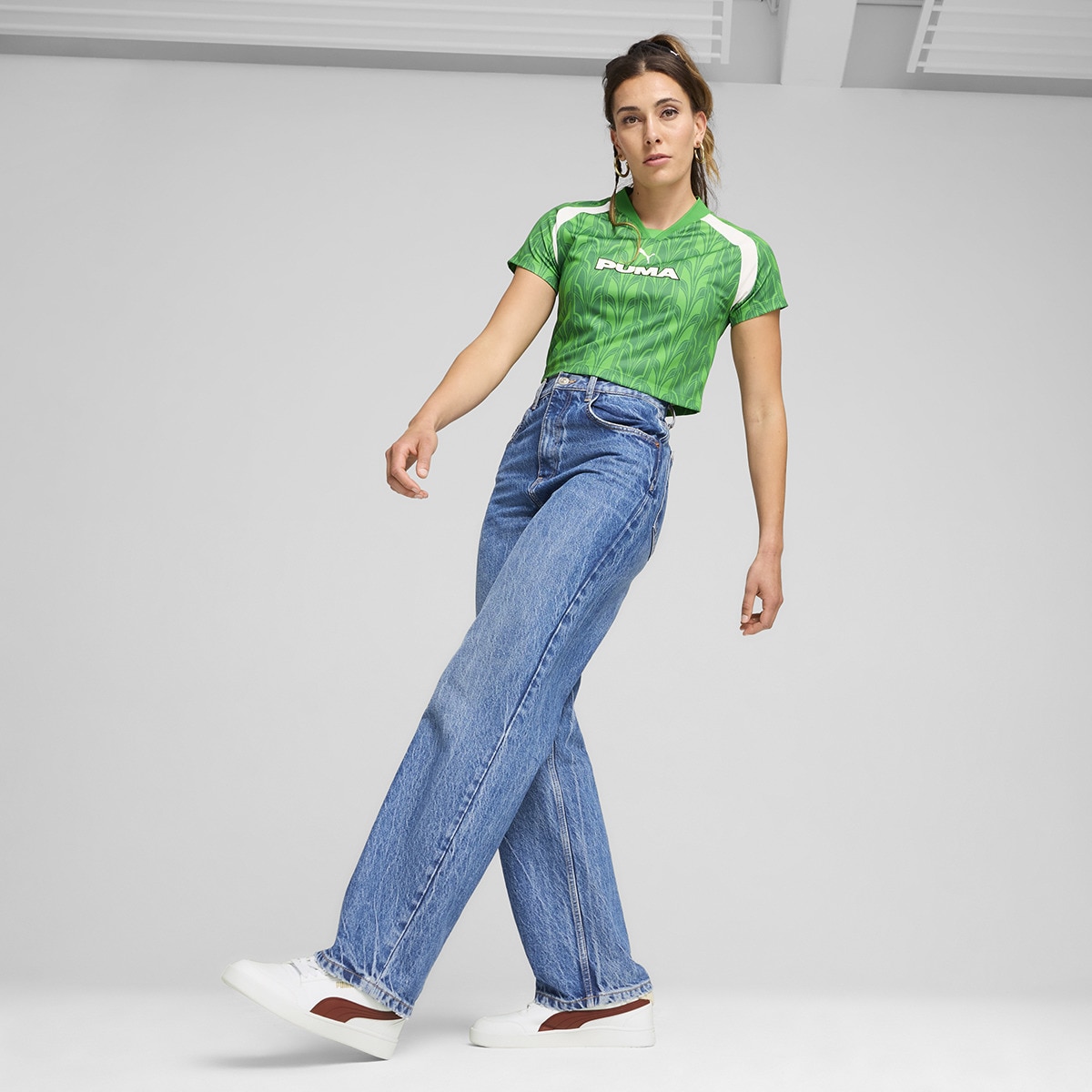 T-shirt de Mulher Football Jersey Baby Tee Verde-5