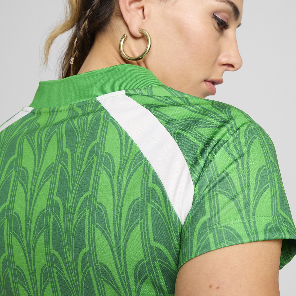 T-shirt de Mulher Football Jersey Baby Tee Verde-3