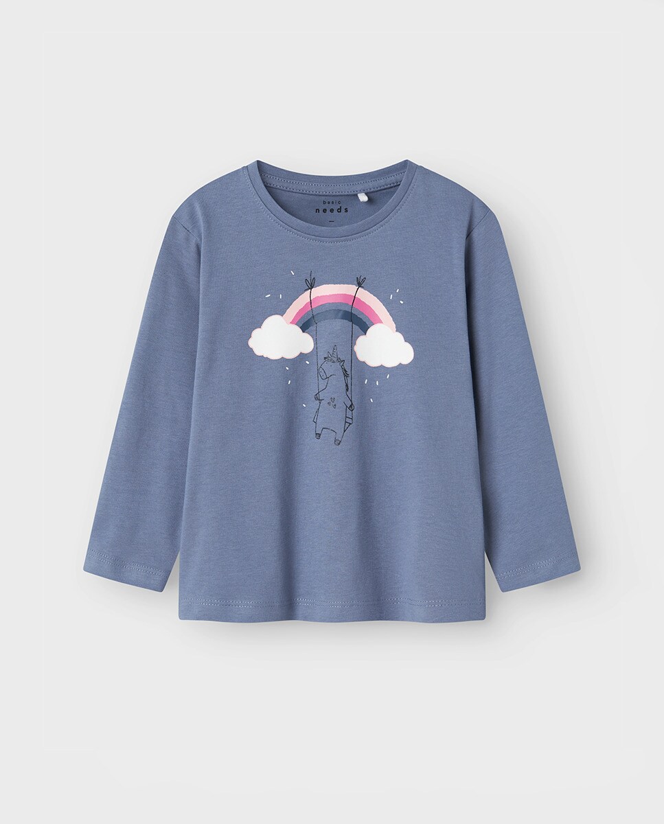 Camisola com Manga Comprida Azul-1