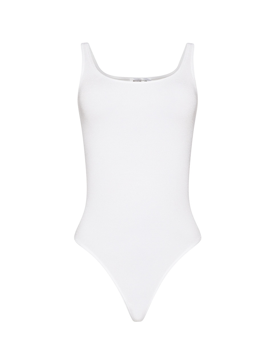 Body Brilhante com Decote Redondo Branco-4