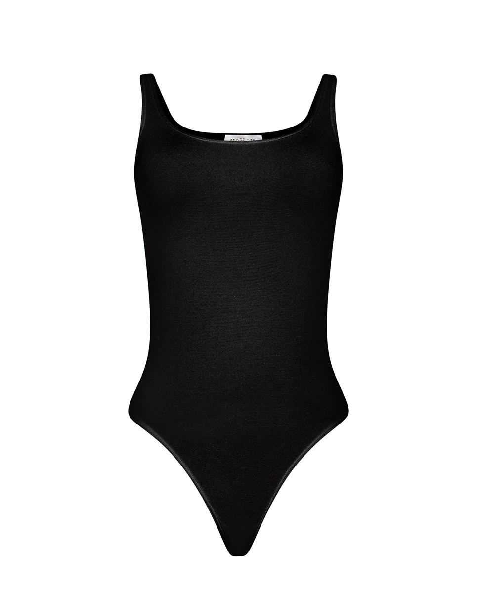 Body Brilhante com Decote Redondo Preto-4
