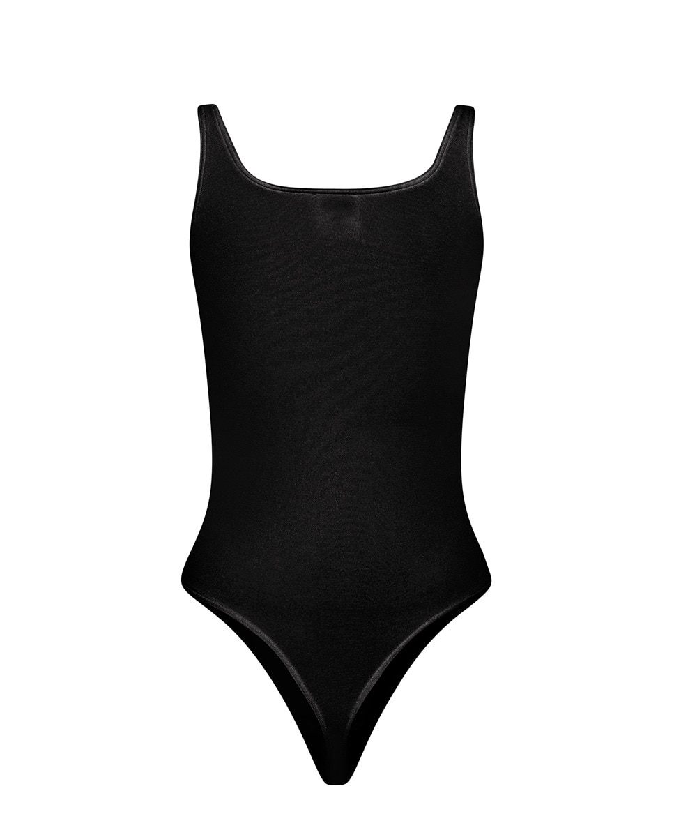 Body Brilhante com Decote Redondo Preto-5