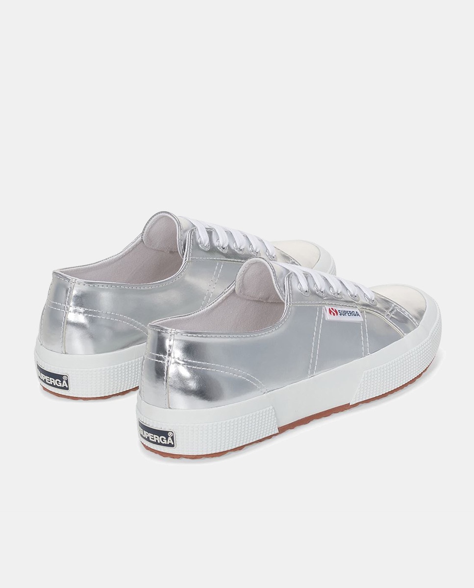 Sapatilhas em Polipele com Efeito Espelhado Prata-3