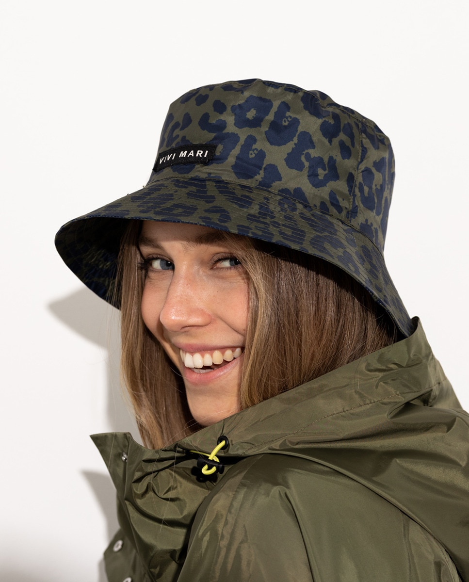 Chapéu para a Chuva com Estampado de Manchas Azul-2