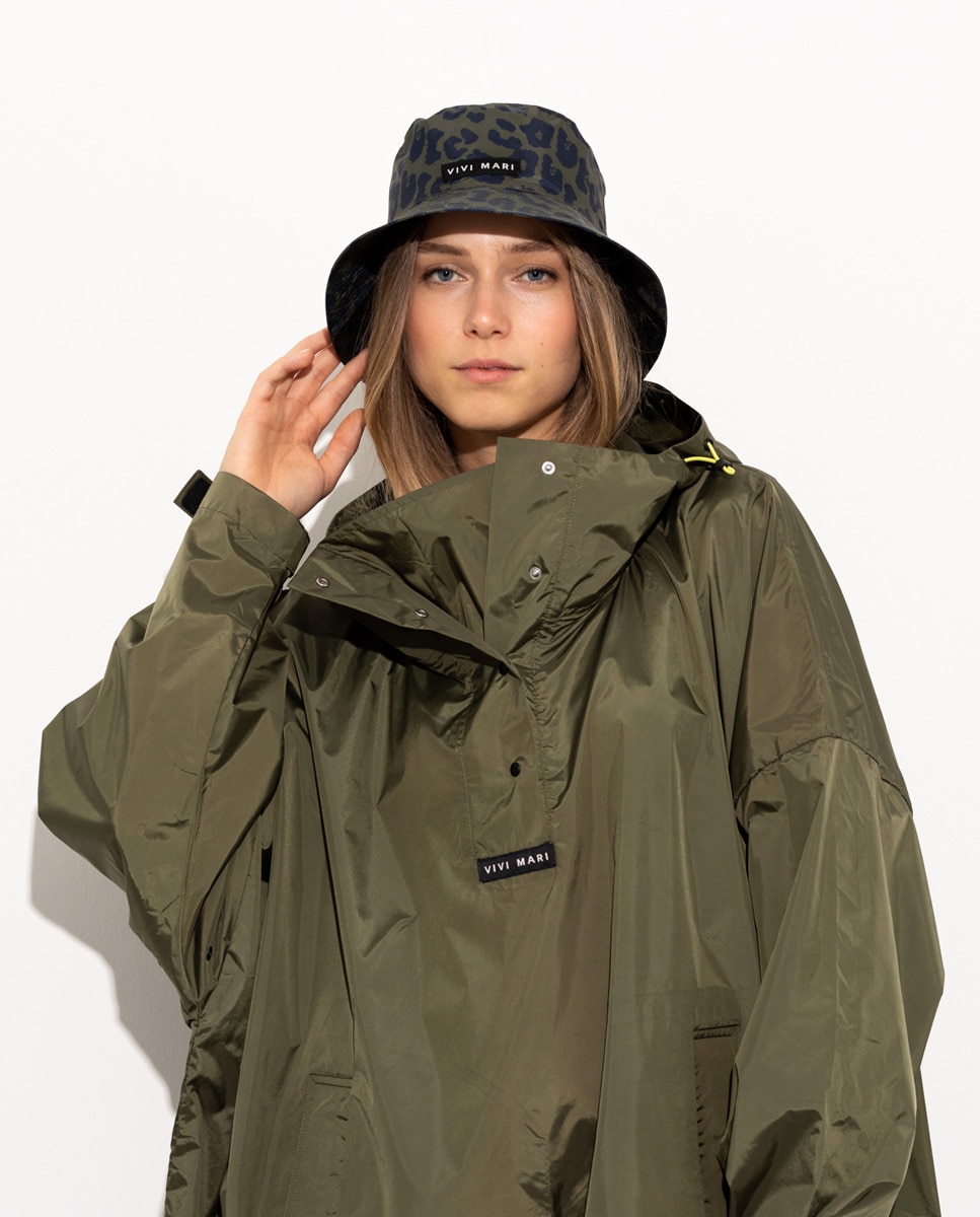 Chapéu para a Chuva com Estampado de Manchas Azul-4