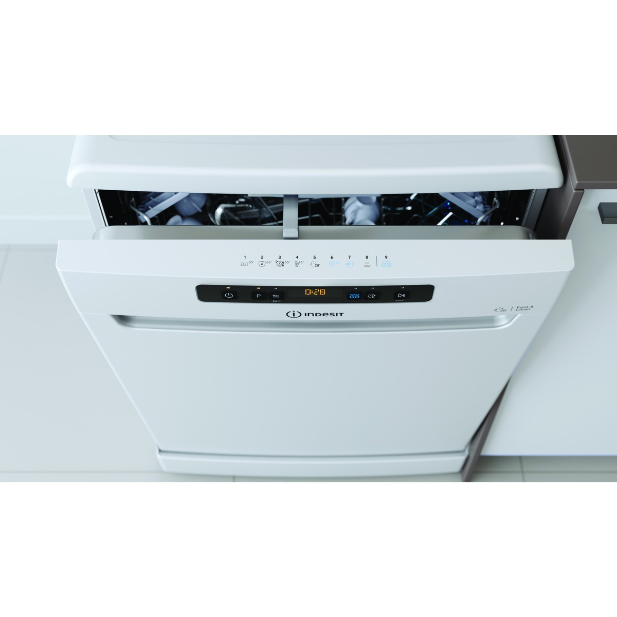 Lavavajillas Indesit 14 servicios, Bandeja Cubiertos, 60 cm - DFO 3T133 A F Blanco-11