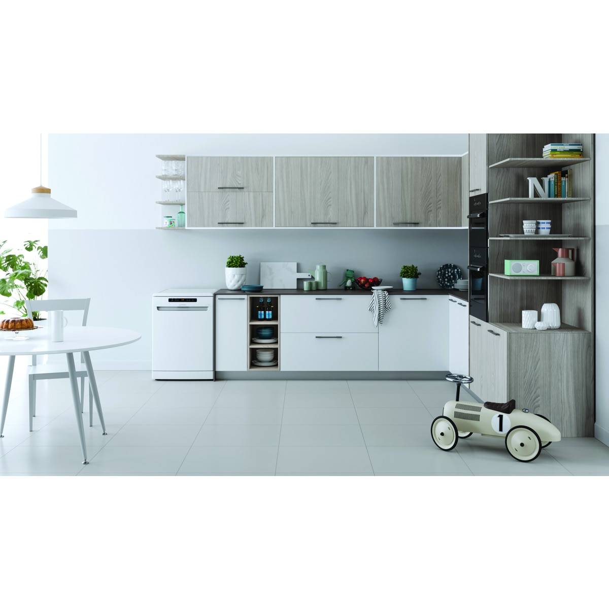 Lavavajillas Indesit 14 servicios, Bandeja Cubiertos, 60 cm - DFO 3T133 A F Blanco-5