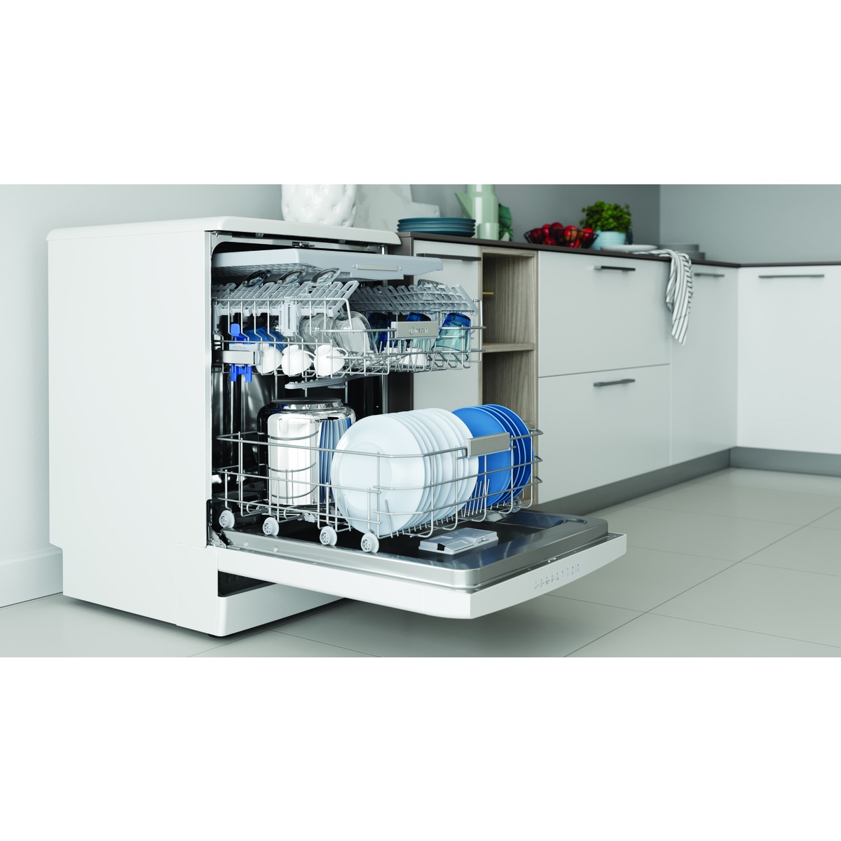 Lavavajillas Indesit 14 servicios, Bandeja Cubiertos, 60 cm - DFO 3T133 A F Blanco-4