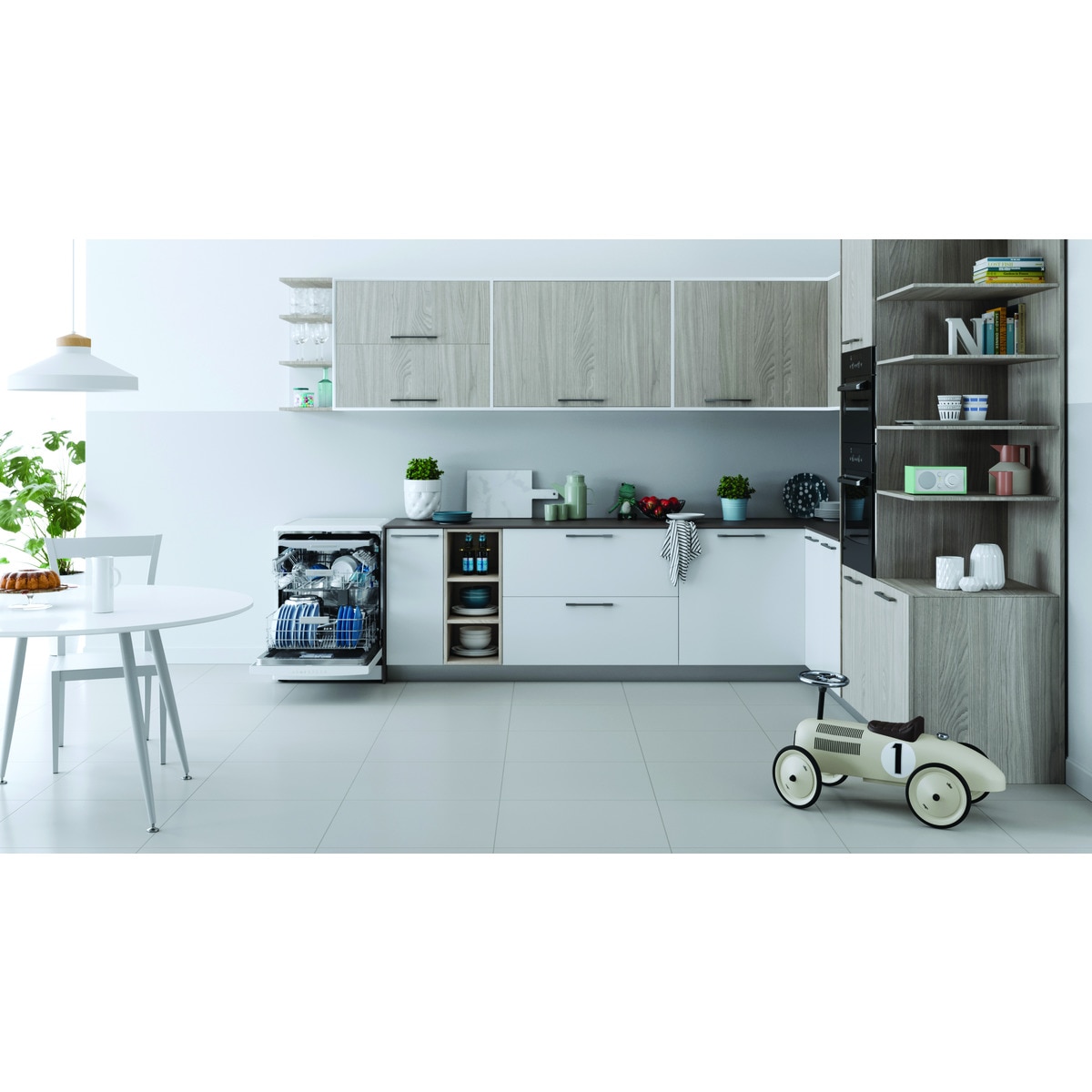 Lavavajillas Indesit 14 servicios, Bandeja Cubiertos, 60 cm - DFO 3T133 A F Blanco-3