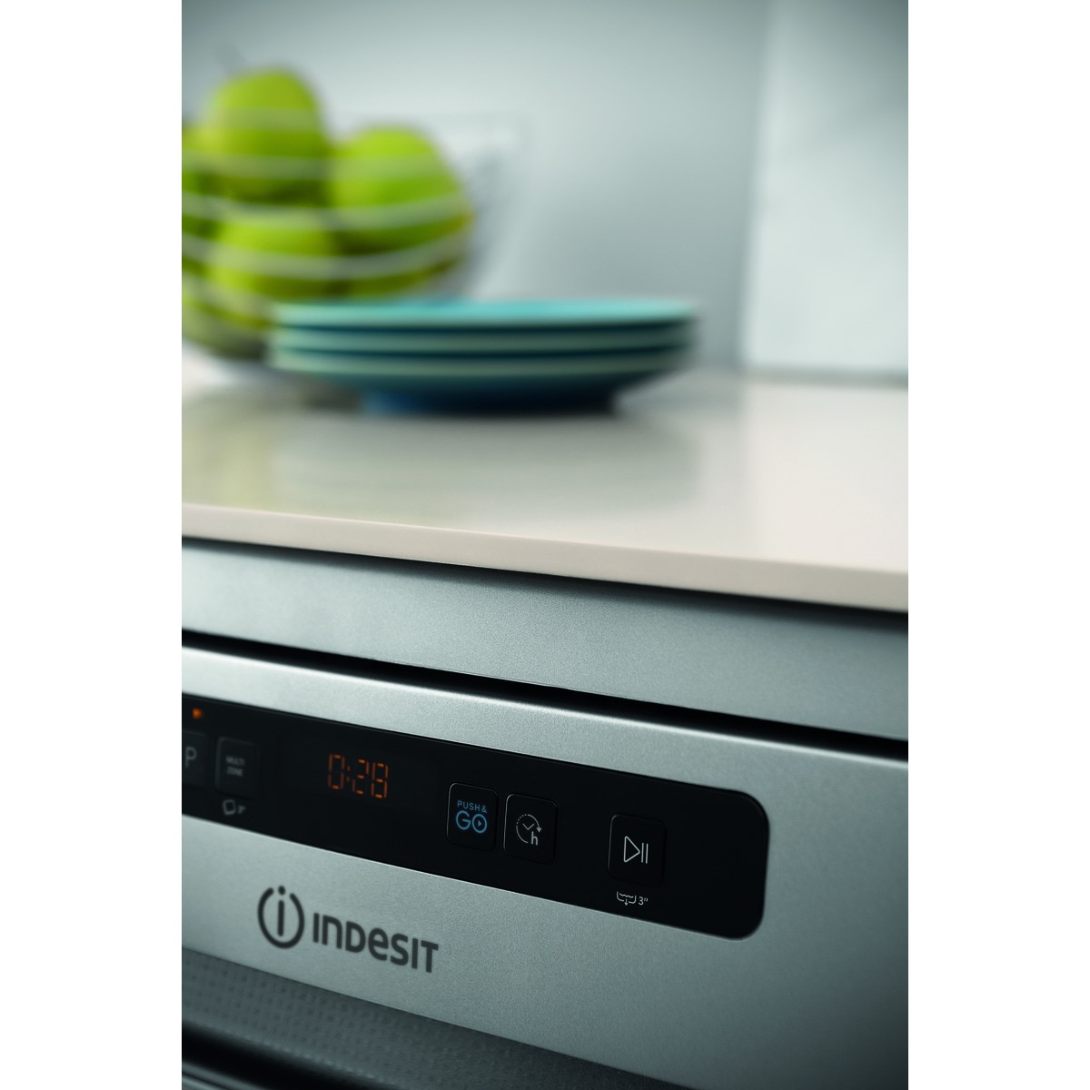 Lavavajillas Indesit 14 servicios, Bandeja Cubiertos, 60 cm - DFO 3T133 A F X Inox-14