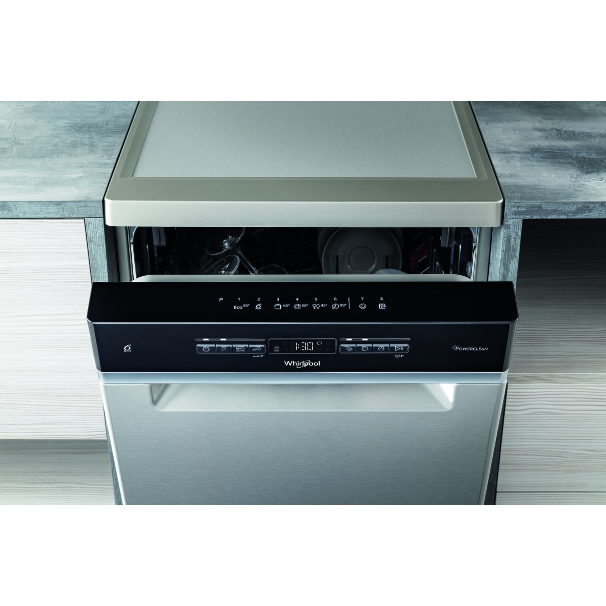 Lavavajillas Whirlpool 10 servicios, Bandeja Cubiertos, 45 cm - WSFO 3O23 PF X Inox-11