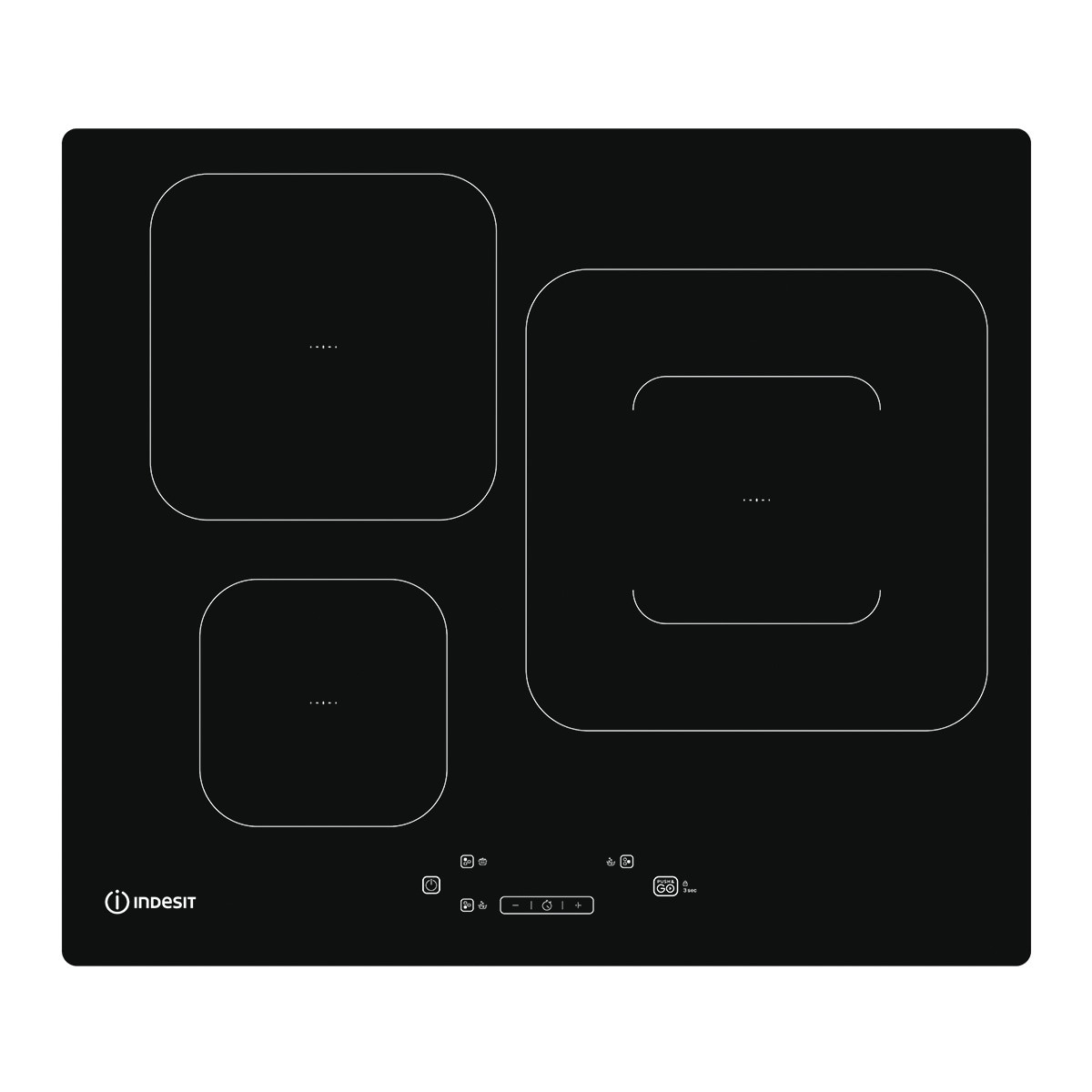 Placa inducción Indesit 3 zonas de cocción - IS 55Q60 NE Negro-1