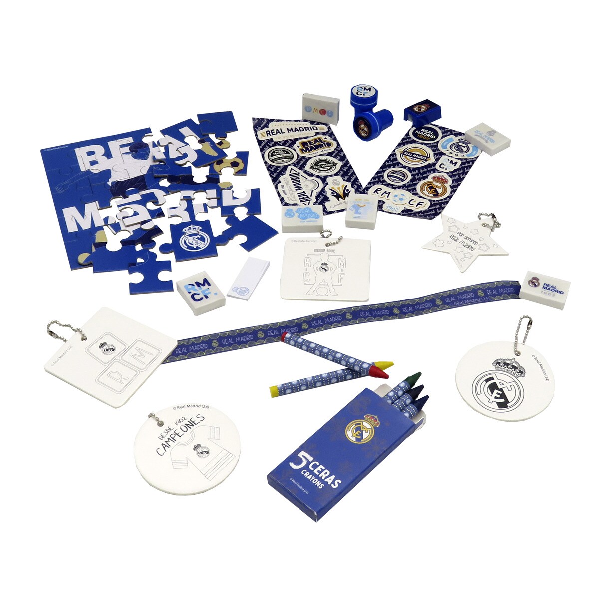 Calendario de adviento con 24 sorpresas Real Madrid C.F. CyP Brands azul oscuro multicolor castellano Blanco-6