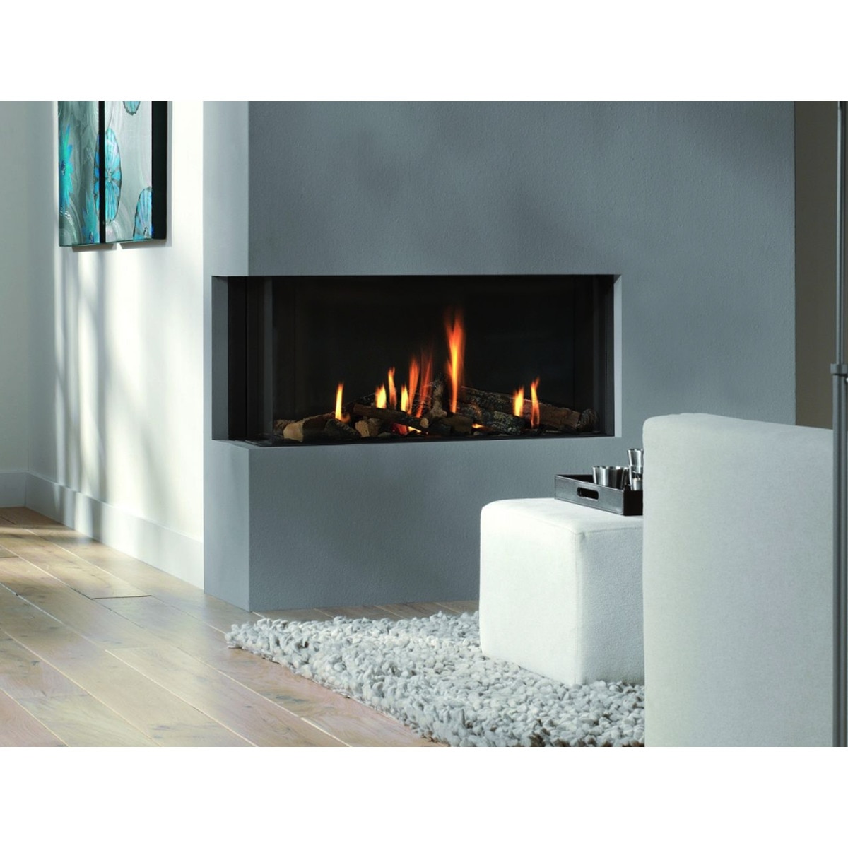 Chimenea Gas LPG Pano 1600 Esquinera Izquierda Negro-2