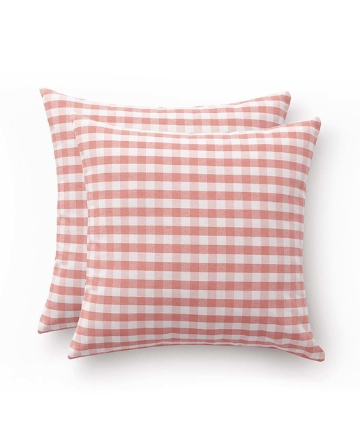 Imagen 0 de Pack 2 fundas cojín vichy 45x45 cm salmón
