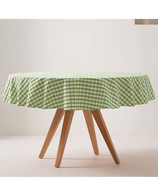 Imagen 0 de Mantel redondo antimanchas vichy verde oliva