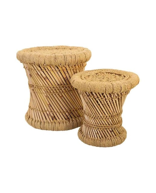 Imagen 0 de Set 2 taburetes de bambú y cuerda natural