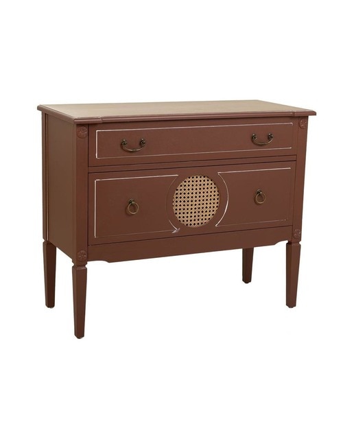 Imagen 0 de Cómoda de madera y ratán con 2 cajones marrón