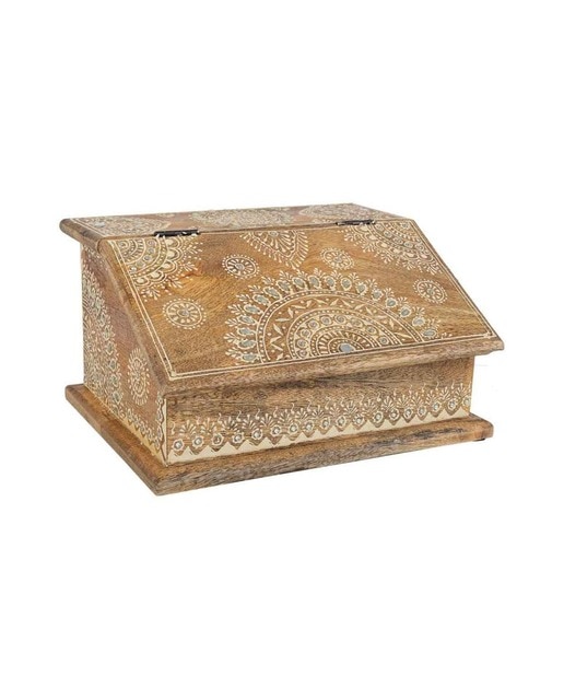 Imagen 0 de Baul joyero de madera pintado artesanal marrón