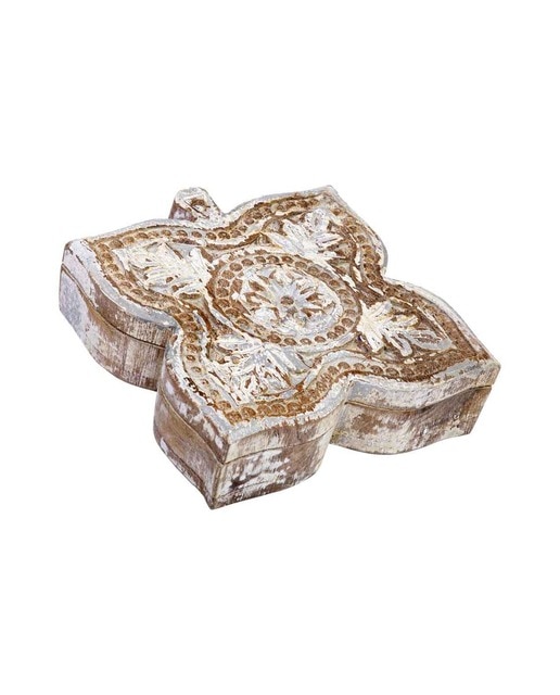 Imagen 0 de Caja de madera acabado artesanal envejecido blanco