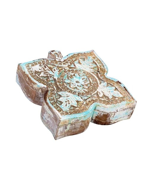 Imagen 0 de Caja de madera acabado artesanal envejecido azul