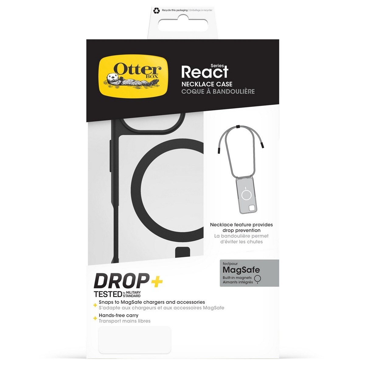 Capa Otterbox React Necklace com MagSafe para Apple iPhone 16 - Preto / Transparente 4
