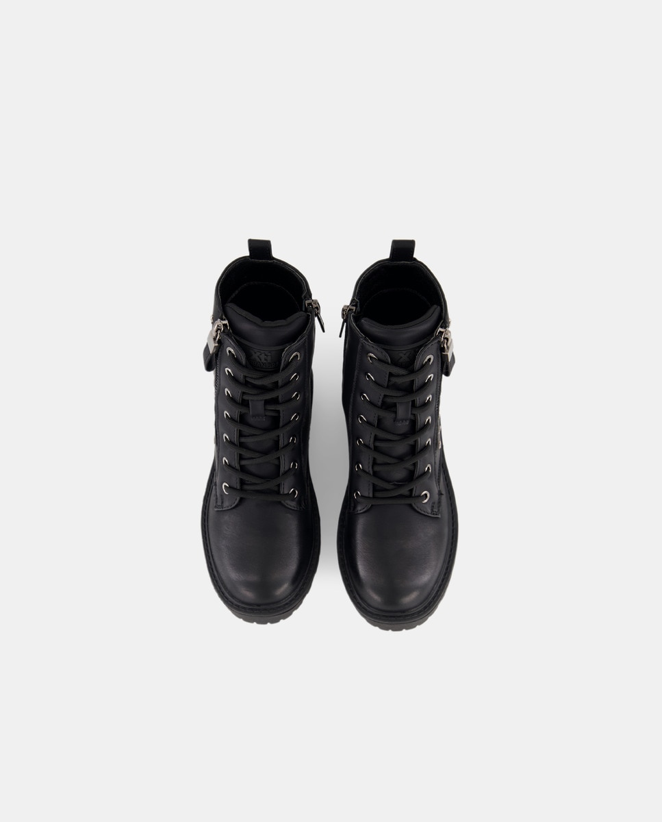Botas Tipo Combat com Adornos Metálicos Preto-4