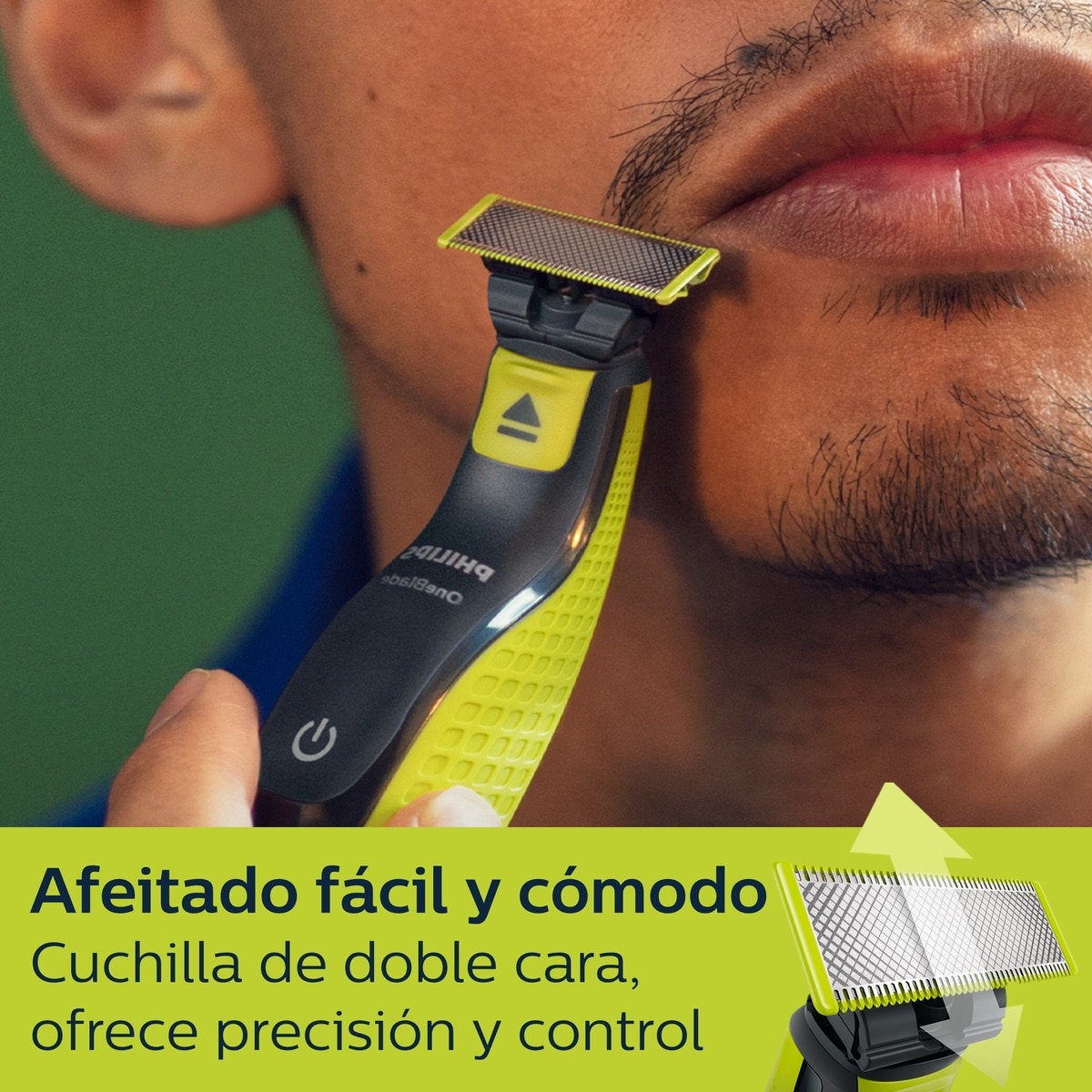 Maquinilla de afeitar Philips OneBlade Pro 360 cara, en seco y mojado, barbero con peines guía ajustable 5 en 1, 60 min Verde lima / gris marengo-7