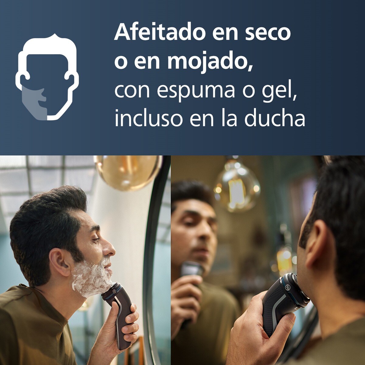 Afeitadora eléctrica Philips Serie 3000, máquina de afeitar hombre en seco y mojado, cabezales flexibles 5D, tapa protectora, 60 min autonomía Plata brillo-4