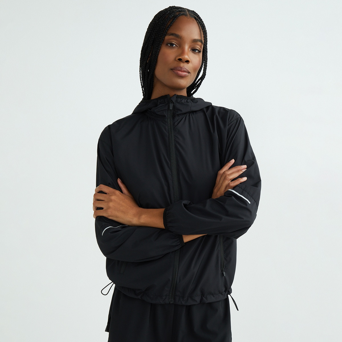 Cortavientos running de mujer Negro-1