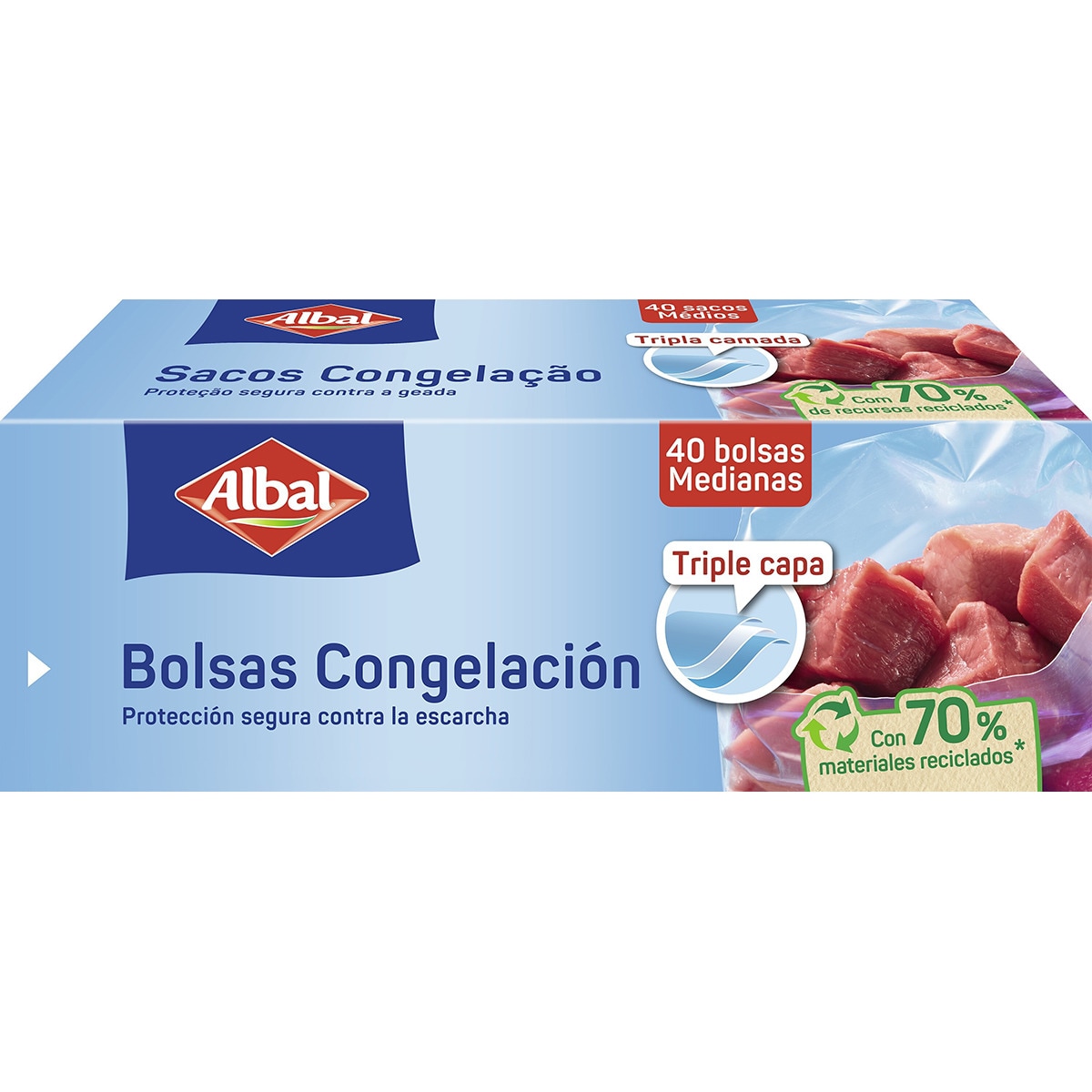 bolsa de congelación mediana triple capa caja 40 unidades
