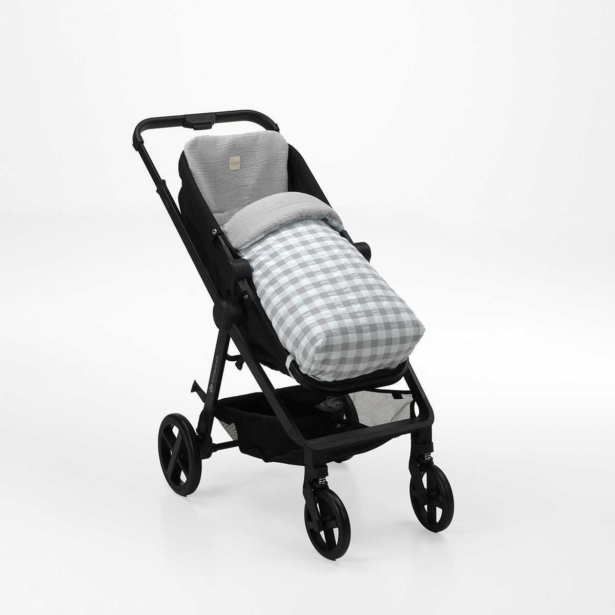 Saco para silla de paseo cuadro vichy Gris / Blanco Gris-2