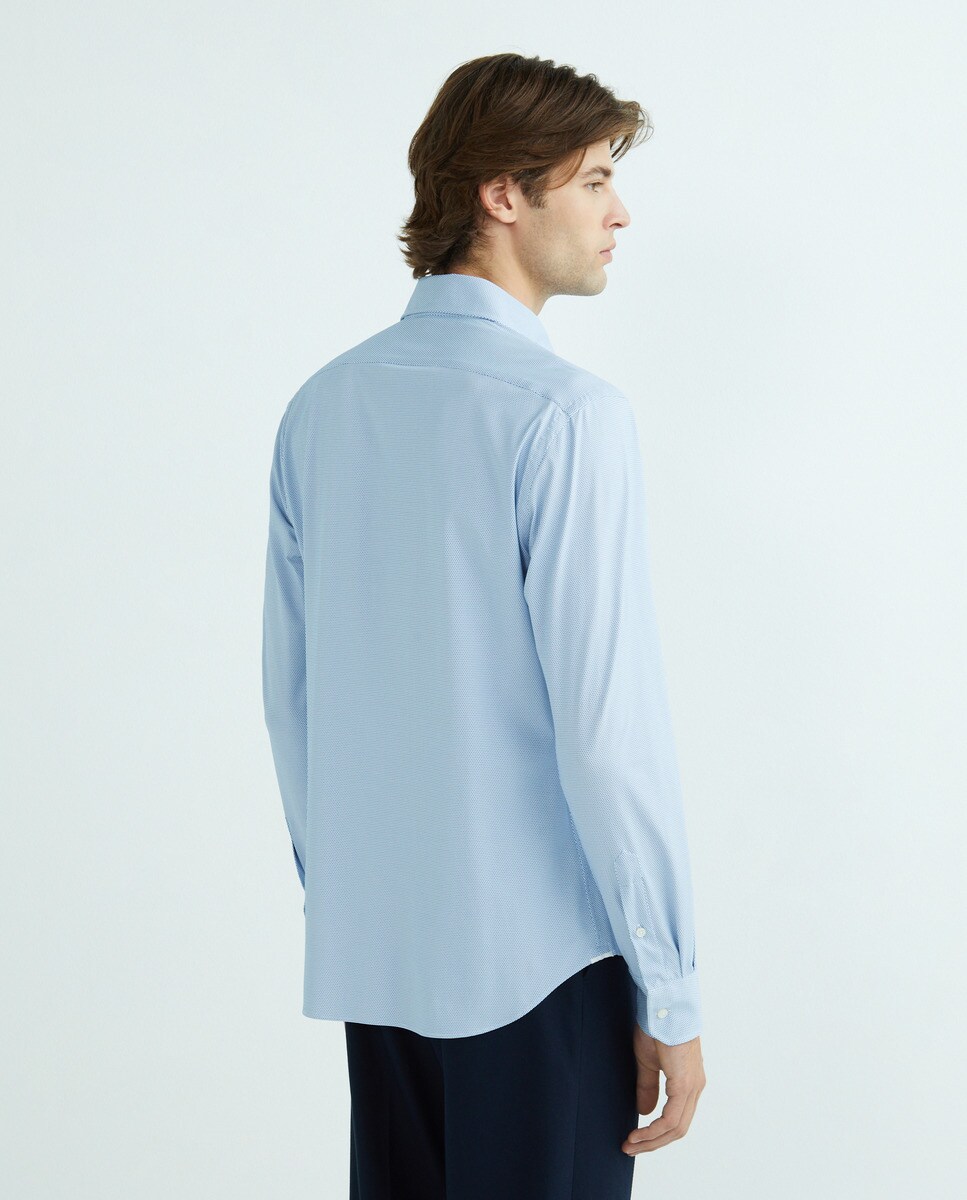 Camisa Italiana de Corte Regular Desportivo Azul-claro-3