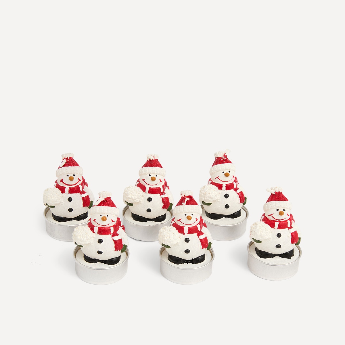 Set de 6 velas tealight Muñeco de Nieve Navidad El Corte Inglés Multicolor-1