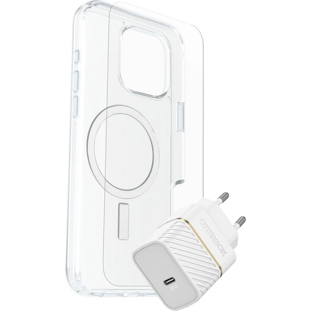 Imagem 0 de Kit Otterbox Capa Symmetry Series Clear com MagSafe Slim Protective  + Película de Vidro + Carregador 30W para iPhone 16 Pro Max - Transparente