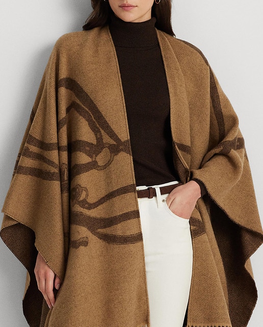 Imagen 0 de Poncho de mujer estampado con flecos