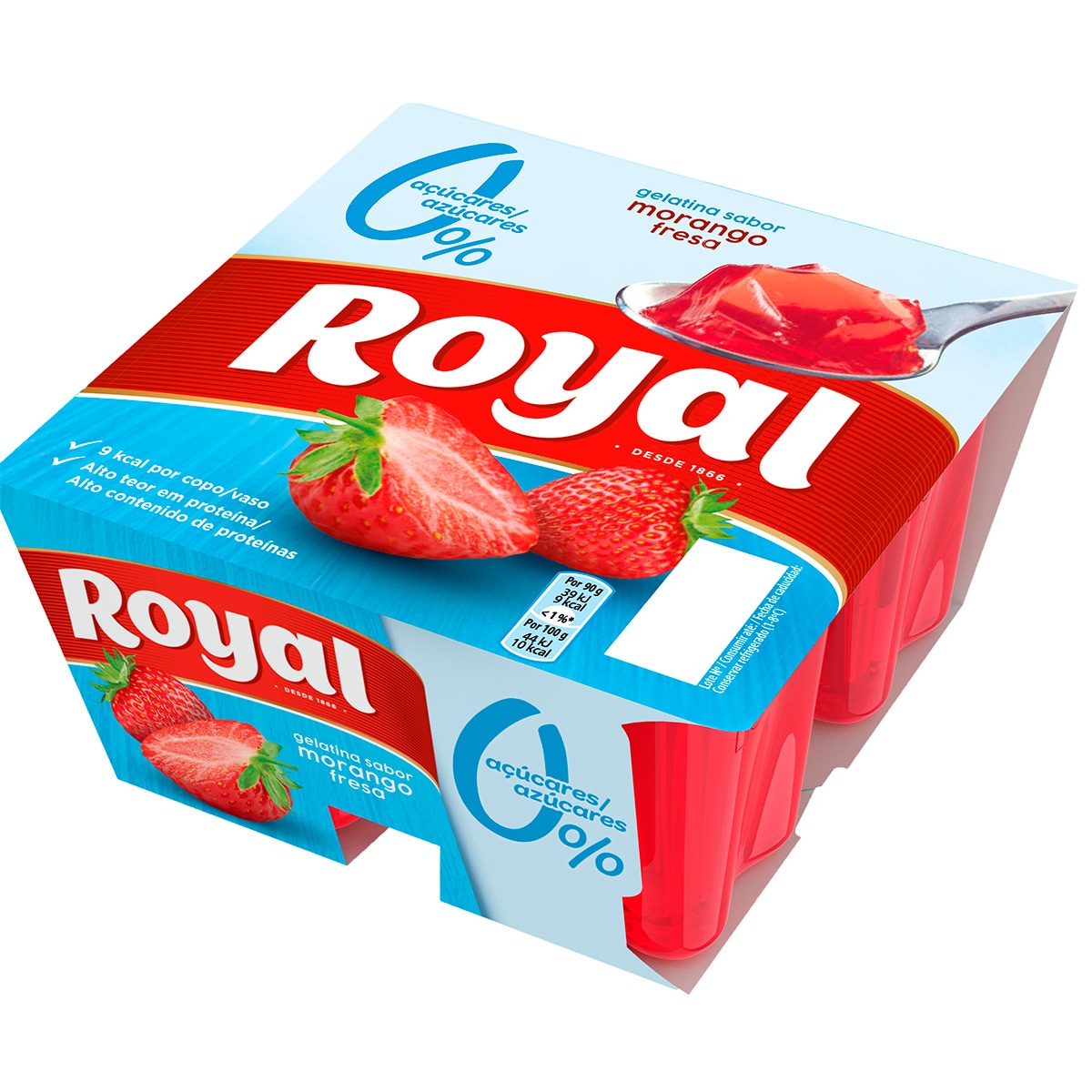 Gelatina de Morango 0% açúcares Pack 4 unidades embalagem 90 g
