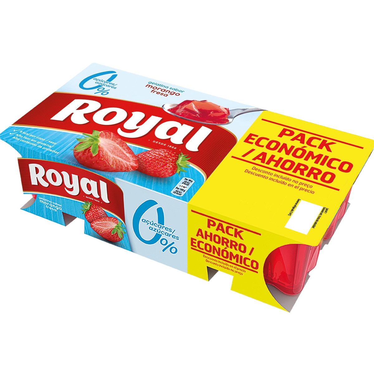 Gelatina 0% açúcares sabor Morango Pack 8X90 g